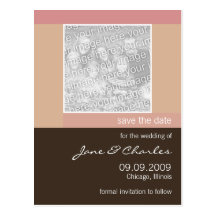 Dusty Pink & Chocolate Photo Save the Date Postcards