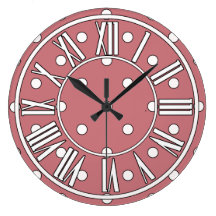 Dusty Pink Clock with White Dots