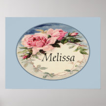 Dusty Pink Vintage Rose Leaf Wreath Monogram Print