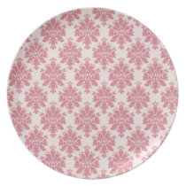 Dusty Rose Pink and Blush Pink Damask Plates plates