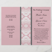 Dusty Rose White Damask Wedding Program