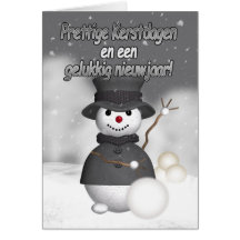 Dutch card with modern stylish snoman