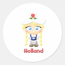 Dutch Girl Round Stickers