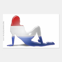 Dutch Girl Silhouette Flag Stickers