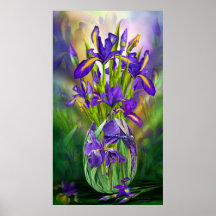 Dutch Iris In Iris Vase Fine Art Poster/Print