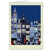 Dutch Town At Night Greeting Card