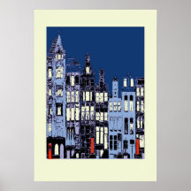 Dutch Town At Night Print