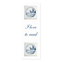 Dutch traditional blue tile bookmark business card template