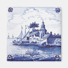 Dutch traditional blue tile magnets