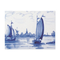 Dutch traditional blue tile postcard