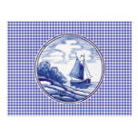 Dutch traditional blue tile postcard