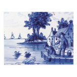 Dutch traditional blue tile postcard