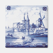 Dutch traditional blue tile refrigerator magnet