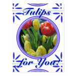Dutch Tulips Traditional Delft Blue Tile Postcard