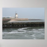 Dutch Windmill on Dike at Sea Photo Poster Art