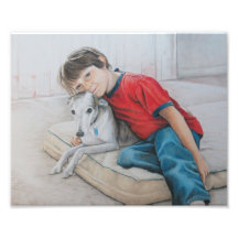 Dylan and Bailey Whippet and Boy Art Print Photo Art