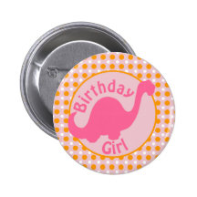 Dynamic Dinos {0290} Pink Birthday Button
