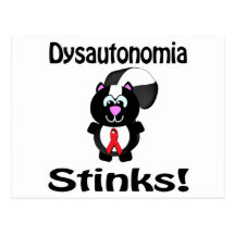 Dysautonomia Stinks Skunk (red) Awareness Postcards