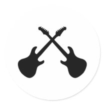 E Guitars Crossed Round Sticker