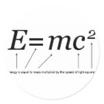 E=MC2 Einstein's Theory of Relativity Round Stickers