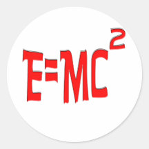 E=MC2 (red) Round Sticker