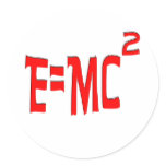E=MC2 (red) Round Sticker