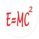 E = MC2 (red) Round Sticker