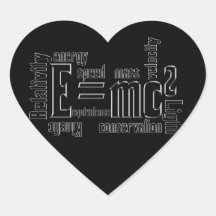 E=MC2 Science Mass Equivalence Einstein Heart Stickers