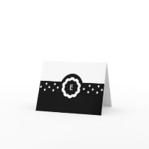 E :: Monogram E Dotted Black & White Note Card