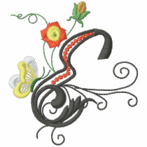 E monogram floral butterfly embroidery ladies polo