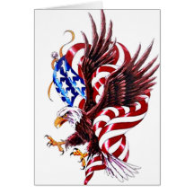 Eagle and American Flag Tatoo Illustration Style Cards