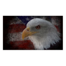 Eagle chauve américain sur le drapeau modèles de cartes de visite