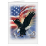 eagle in flight with flag card