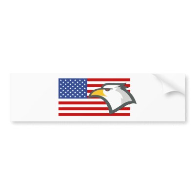 Eagle on American Flag Bumper Sticker by KeepsakeArts