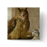 Eagle Owl and Cat with Dead Rats Pinback Buttons