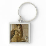 Eagle Owl and Cat with Dead Rats Keychains