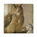 Eagle Owl and Cat with Dead Rats Fridge Magnets