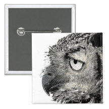Eagle Owl Pinback Buttons