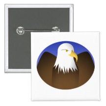 Eagle Spreading Wings Blue Skies Buttons