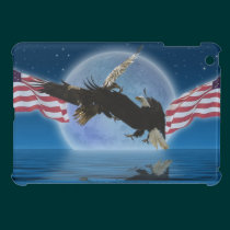 Eagles chauve avec le drapeau des USA luttant pour coques mini ipad