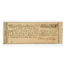Early American Revolutionary War Lottery Ticket Invitations