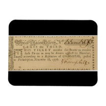 Early American Revolutionary War Lottery Ticket Magnet