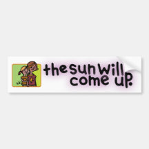 early morning traffic. bumper stickers