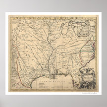 Early United States Map by Senex 1721 Poster