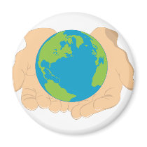 Earth and Hands Fridge Magnets