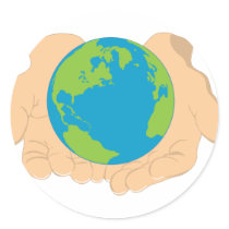 Earth and Hands Stickers