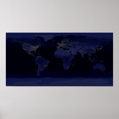 Earth By Night Print by KiDAcE