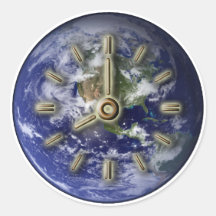 Earth clock round sticker