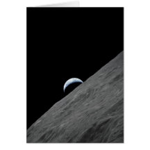 Earth Crescent Rising above Moon's Surface Greeting Card