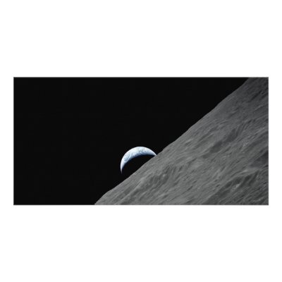 Earth Crescent Rising above Moon's Surface Custom Photo Card by ultimateplaces